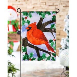 Christmas Winter Cardinal with Berries Garden Flag